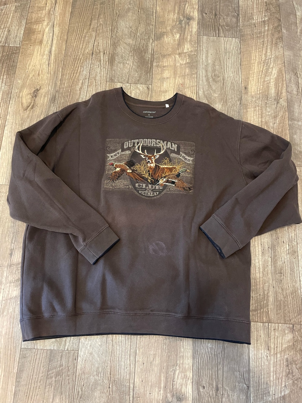 croft & barrow Brown Crewneck Sweater with Deer Motif